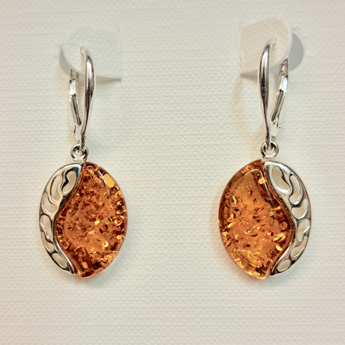 HWG-2340 Earrings Oval with Silver Accent Dangles $60 at Hunter Wolff Gallery
